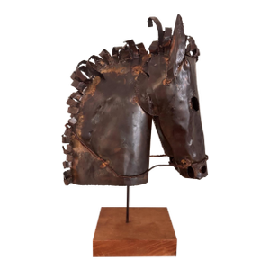 Rare 1960s Brutalist Copper Horse Head Sculpture