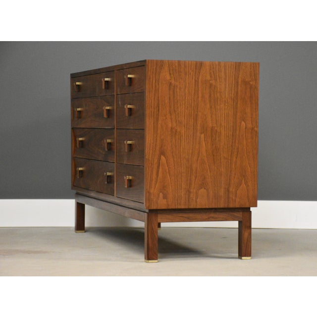 Mid-Century Modern 1950s Refinished Walnut 48” Dresser by Edward Wormley for Dunbar For Sale - Image 3 of 10