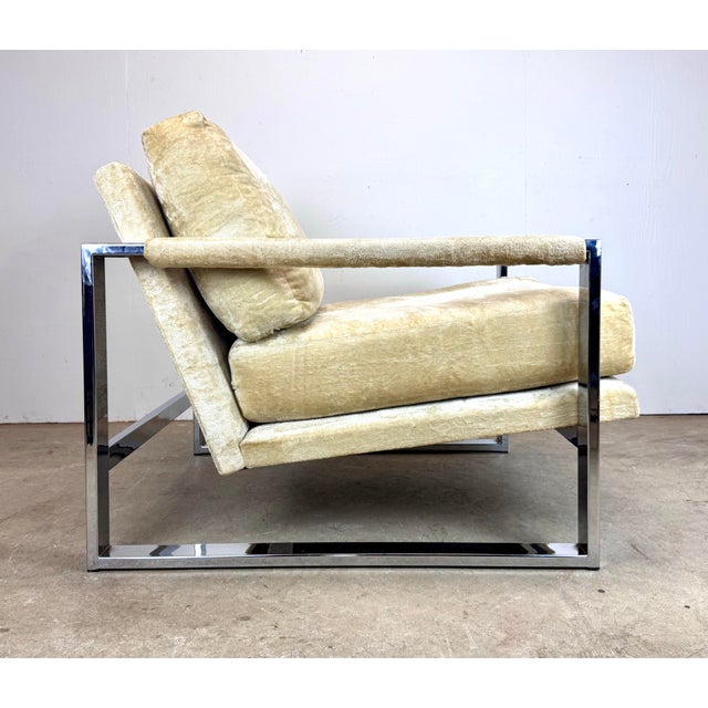 Comfort Designs, Inc. Vintage Modern Chrome & Velveteen Lounge Chair by Adrian Pearsall for Comfort Designs For Sale - Image 4 of 12