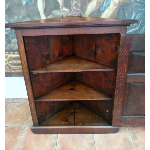 Antique Victorian Gothic Revival Oak Wall-Hanging Corner Cupboard, 1840 For Sale - Image 11 of 18