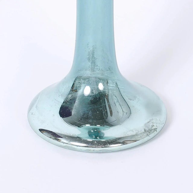 Mid 20th Century Blue Mercury Glass Gazing Ball For Sale - Image 5 of 7
