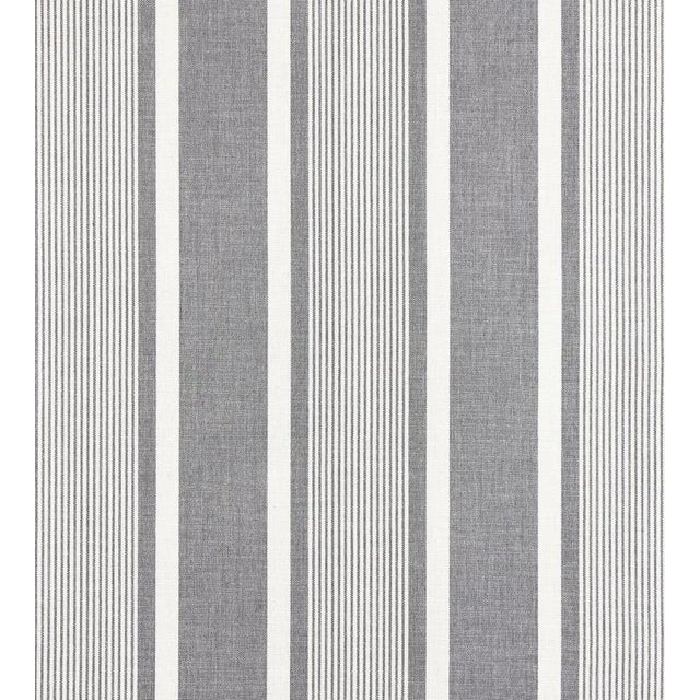 The House of Scalamandré Wellfleet Stripe Fabric, Zinc For Sale