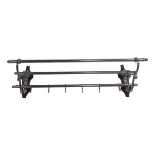 Art Deco Chrome Plated Wall Coat Rack with Six Hooks, 1930s For Sale