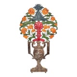 Vintage Urn With Flowers Metal Table Lamp or Sconce For Sale