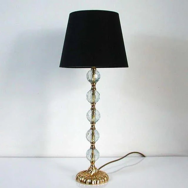 Large Crystal Diamond and Bronze Table Lamp Attributed to Bakalowits, 1950s For Sale - Image 4 of 10