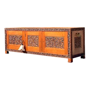 Late 20th Century Vintage Boho Carved Teak Credenza