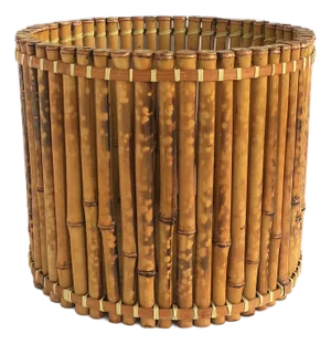 Wicker Bamboo Planter Pot Holder Cachepot, 2 Avail., Circa Mid-Late 20th Century