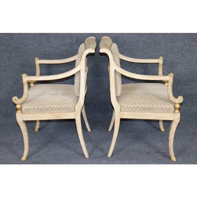 William Switzer Pair Hollywood Regency Style Painted and Gilt Armchairs by William Switzer For Sale - Image 4 of 16