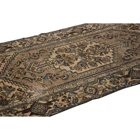 1960s 1960s Vintage Distressed Brown Handmade Geometric Wool Rug For Sale - Image 5 of 9