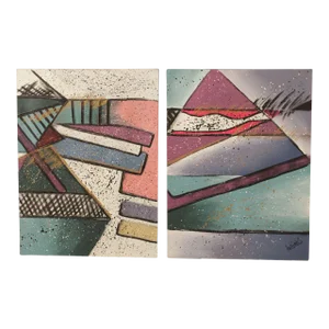 Post-Modern Abstract Original Paintings by Lee Reynolds - a Pair