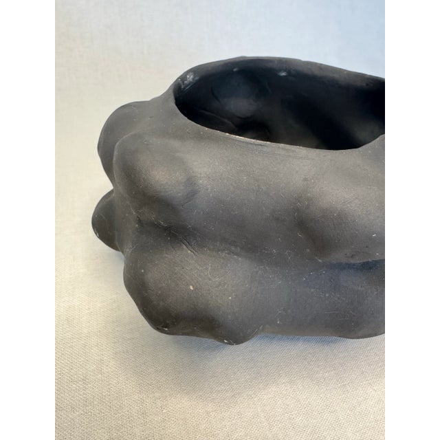 Mid 20th Century Abstract Modern Studio Art Black Pottery Planter For Sale - Image 5 of 9