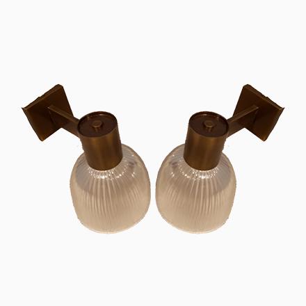 Brass Wall Lamps with Ribbed Glass from Fidenza Vetraria in the Style of Azucena, 1950s, Set of 2 For Sale - Image 10 of 10