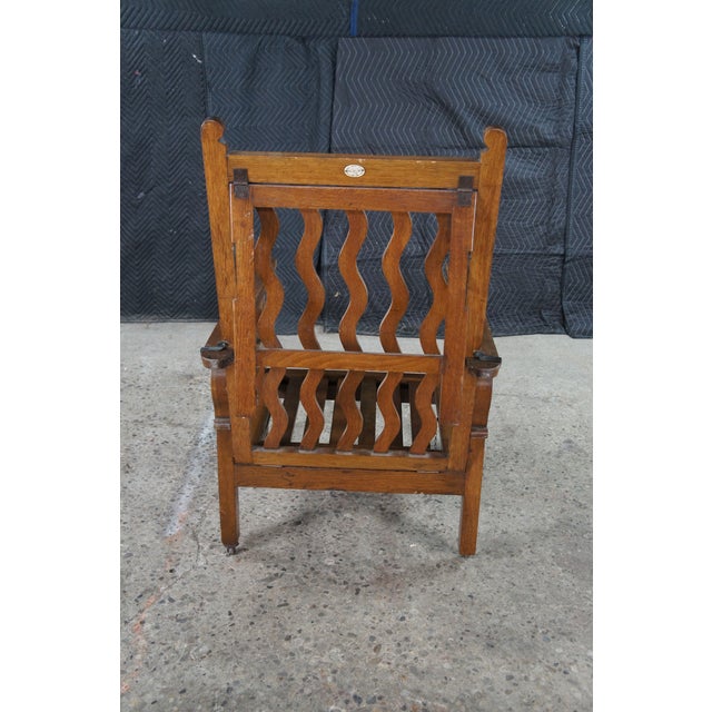 Rare Antique Arts & Crafts Oak "Hollins" Convertible Couch Chair Chaise Lounge For Sale - Image 13 of 13