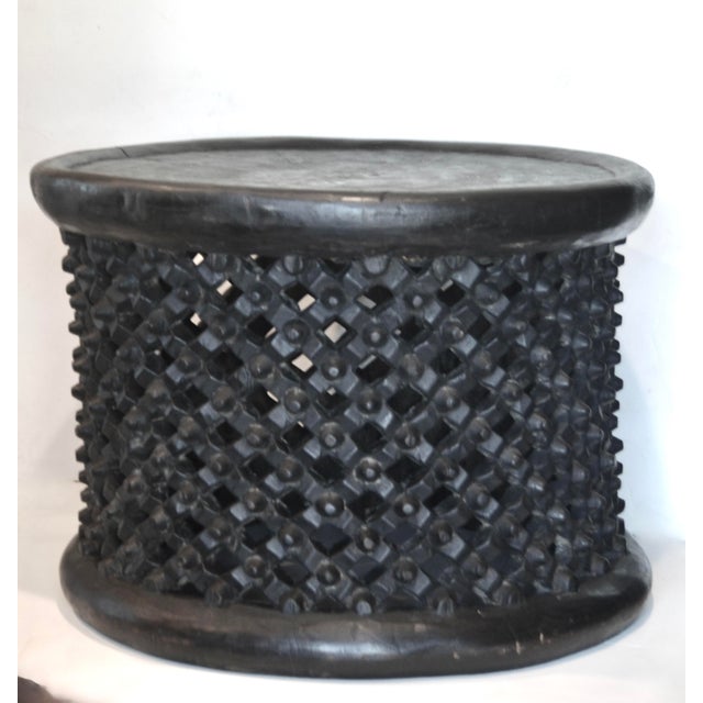 African Bamileke Spider Stool Side Table 24" Round For Sale - Image 4 of 4