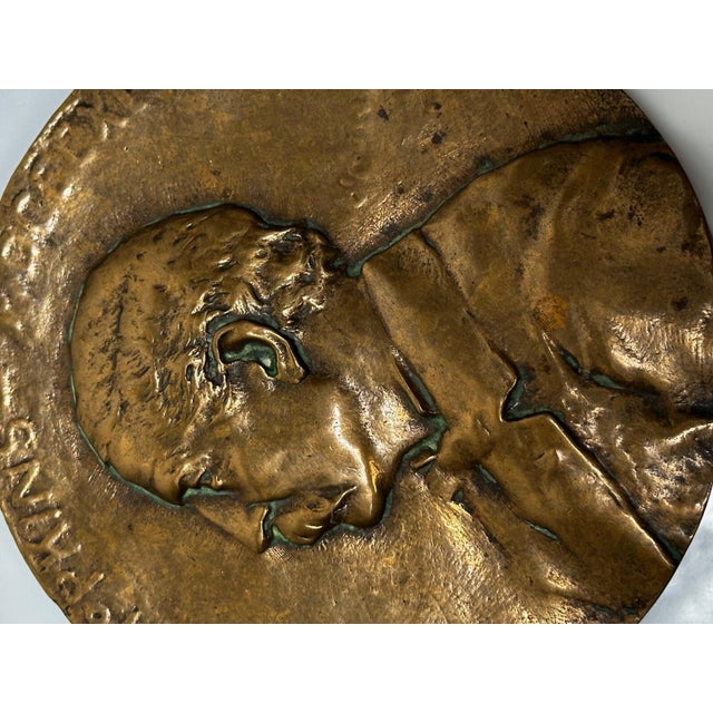 Rare 19th Century English Victorian Gilt Bronze Portrait Medallion Plaque, Charles Hopkins, 1895 For Sale - Image 17 of 17