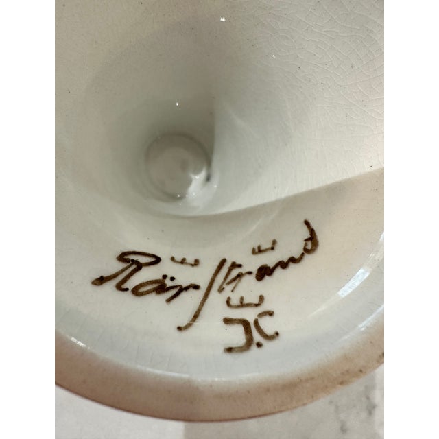 Mid-Century Modern Vintage Ilse Claesson for Rörstrand Art Deco Hand-Painted Candleholders, Signed- a Pair For Sale - Image 3 of 10