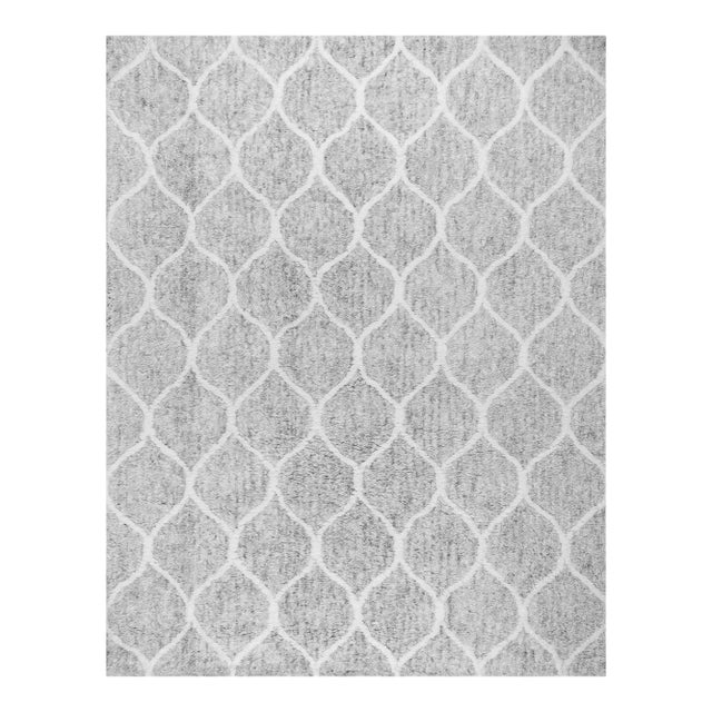Pasargad Home Moroccan Silver Microfiber & Cotton Area Rug-10' 0" X 14' 0" For Sale