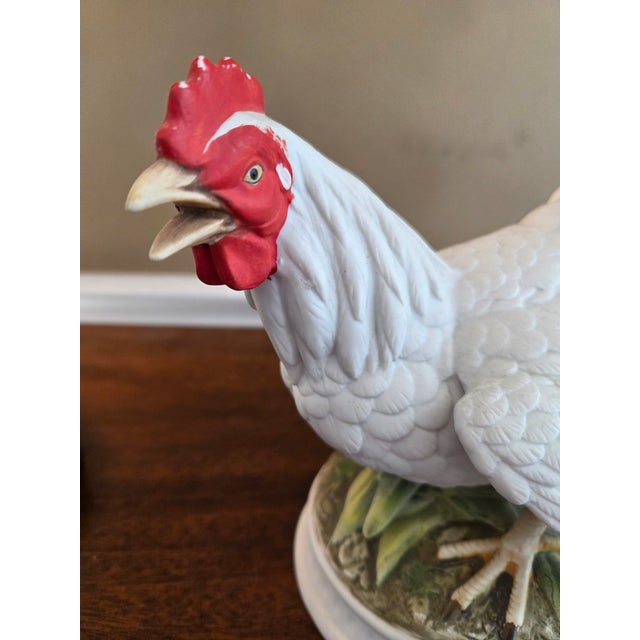 Farmhouse Vintage Hen Chicken - Hand-Painted Bisque Porcelain Statue From Andrea by Sadek For Sale - Image 3 of 12