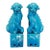 Pair of Vintage Peacock Blue Glazed Guardian Lions – 12.6" Foo Dogs on Pedestals For Sale