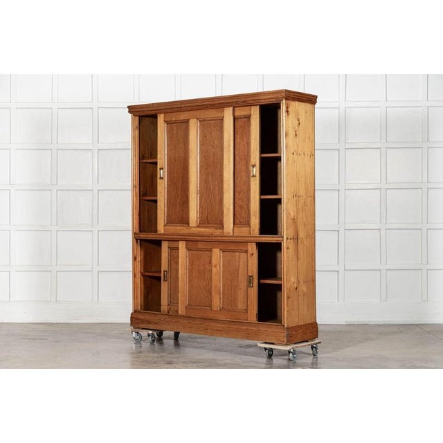 Wood Large 19th Century English Pine Housekeepers Cabinet, 1890 For Sale - Image 7 of 18