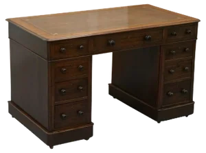 Victoria Hardwood Twin Pedestal Partner Desk, 1860s