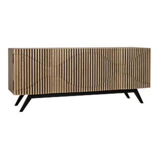 NOIR Illusion Sideboard with Metal Base, Bleached Walnut For Sale