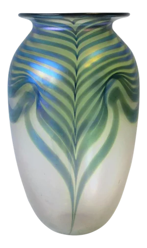 Signed Art Glass Vase in the Art Nouveau Style, Circa 1980s