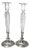 Pair of Pair Pont Cut Glass and Silver Plate Tall Candlesticks For Sale