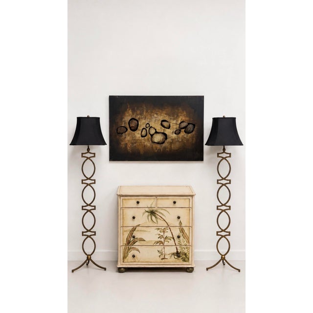 Vintage Organic Painted Wall Sculpture with Rocks Emerging Through Openings Description: Very cool vintage organic wall...