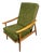 Vintage Scandinavian Lounge Chair in Green Upholstery and Beech Wood, 1960s For Sale