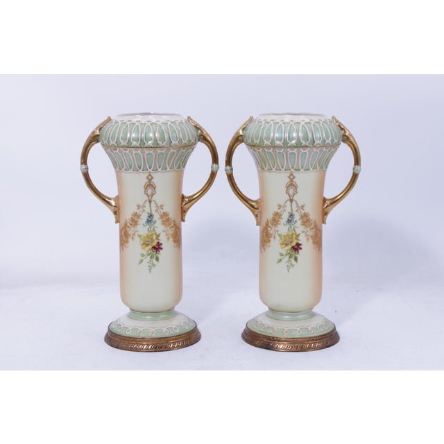 Art Nouveau 19th Century Pair Art Nouveau Art Deco Robert Hanke Porcelain Vases For Sale - Image 3 of 14