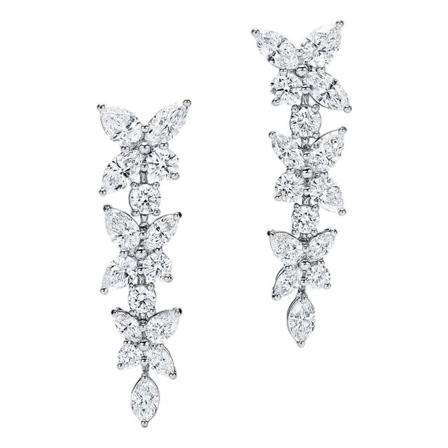 Tiffany & Co. Victoria Diamond Mixed Cluster Drop Earrings, A Pair For Sale