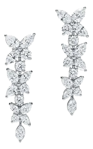 Tiffany & Co. Victoria Diamond Mixed Cluster Drop Earrings, A Pair