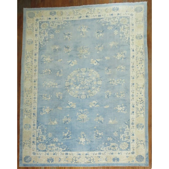 Light Blue Cream Oversize Antique Chinese 10'' - 12' x 17'10" For Sale - Image 11 of 11