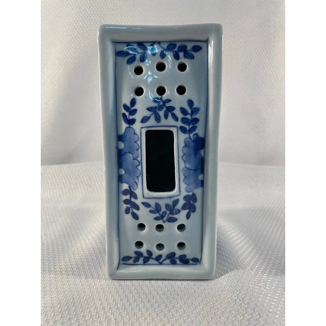 Ink Blue Antique Dutch Delft Faience Flower Brick Vase For Sale - Image 8 of 12