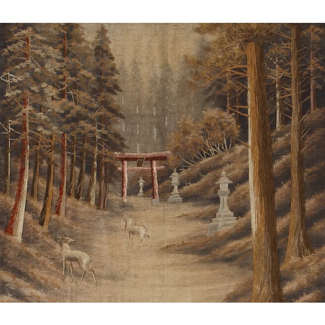 Japanese Embroidered Panel Journey to Mount Fuji Tapestry For Sale - Image 3 of 6
