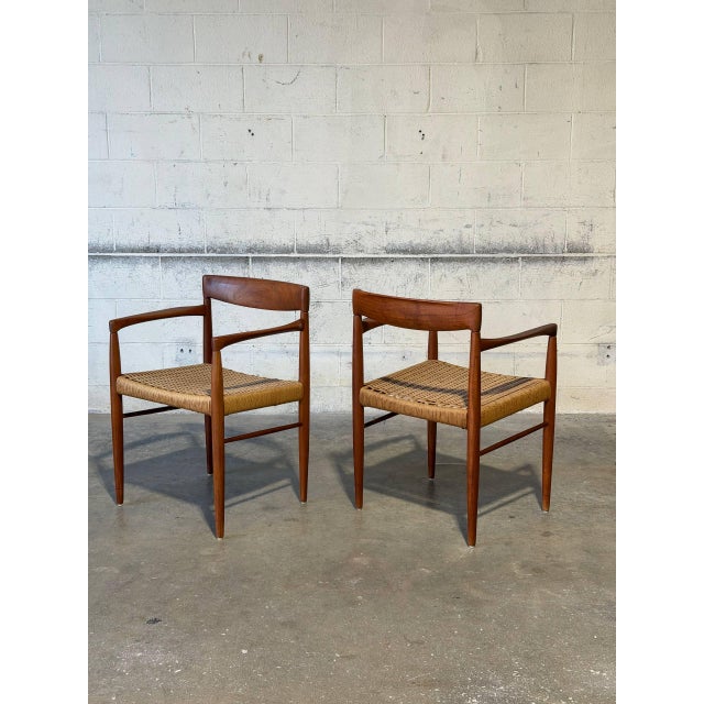 In Style of h.w. Klein for Bramin Teak Woven Cord Dining Armchairs Set of 2 Danish Mid-Century Modern 1960s For Sale In Los Angeles - Image 6 of 11