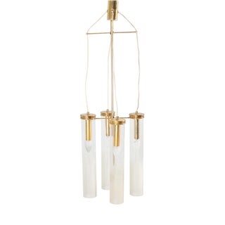 Mid-Century Brass and Glass Suspension Lamp from Arredoluce Monza, Italy, 1960s For Sale