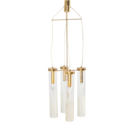 Mid-Century Brass and Glass Suspension Lamp from Arredoluce Monza, Italy, 1960s For Sale
