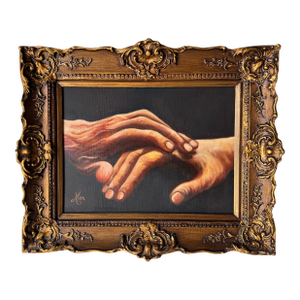 80's Vintage Hands Oil on Canvas Painting by Mar