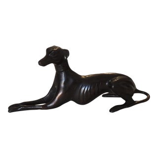 Vintage Bronze Metal Sculpture of Greyhound Dog For Sale