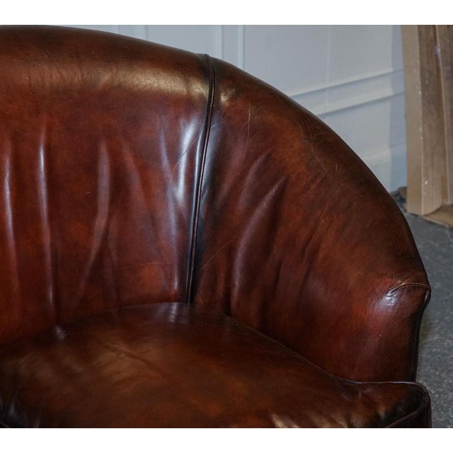 Animal Skin Art Deco Hand Dyed Whiskey Brown Suite Sofa, Armchairs and Ottomans, 1920s, Set of 5 For Sale - Image 7 of 18