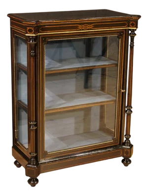 Antique English Inlaid Display Cabinet, 1880