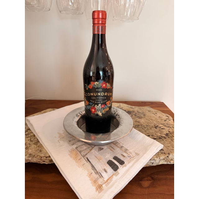 Late 20th Century Vintage Wilton Armetale Grape & Vine Wine Bottle Coaster For Sale - Image 5 of 6