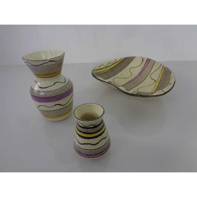 1950s Ceramic Vases & Bowl by Bodo Mans for Bay Keramik, Germany, 1950s, Set of 3 For Sale - Image 5 of 18