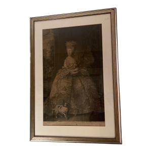 Museum Quality Engraving of Queen Charlotte 1790, Framed