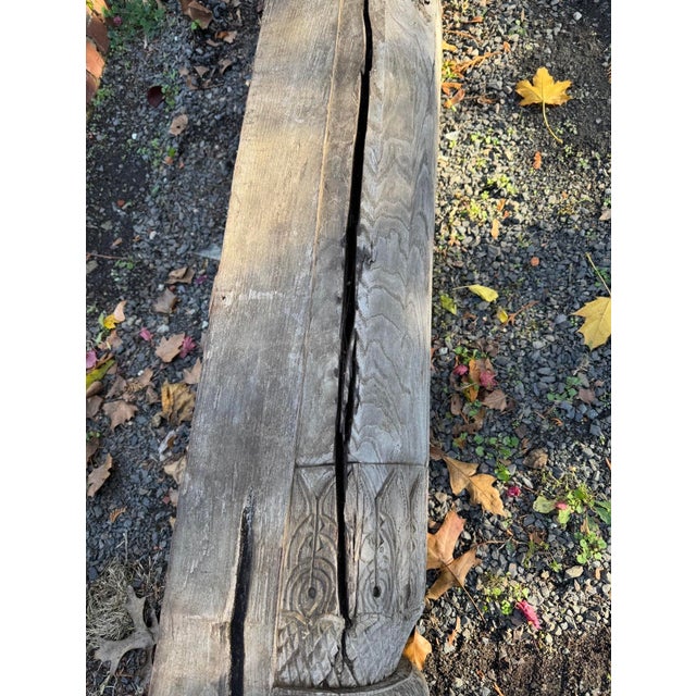 Antique Salvaged Structural Support Beam With Intricate Carvings, For Sale - Image 11 of 17