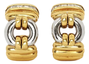 Single Pair of Faraone Yellow and White Gold Diamond Earrings