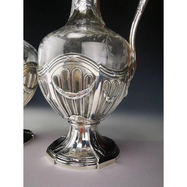 Silver 950 and Crystal Ewers from Puiforcat, Set of 2 For Sale - Image 6 of 13