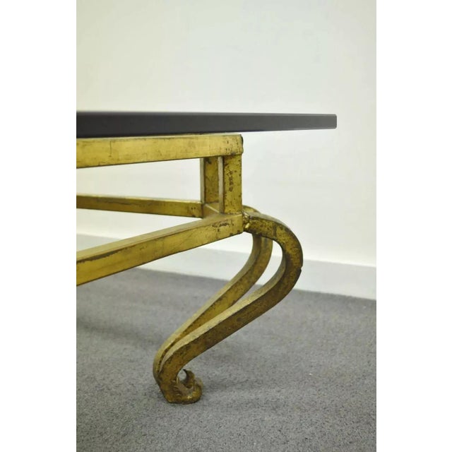 Vintage Arturo Pani Style Hollywood Regency Gold Gilt Iron & Glass Coffee Table For Sale In Philadelphia - Image 6 of 10